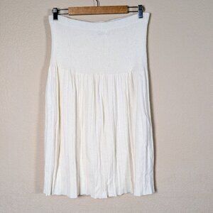 Vintage 90s Adolfo Lambswool Cream Midi Skirt Women's sz L Twee Light Academia